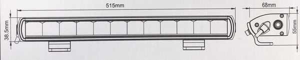 Hulk 515mm 90W 18 LED Lightbar Combo Beam 2yr Warranty