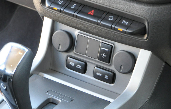 Lightforce switch fascia fitted to a vehicle dash