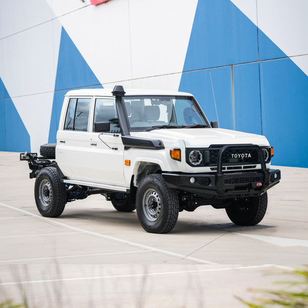 MCC4X4 Falcon 707-01 Single Black Loop bullbar fitted to Land Cruiser 70 Series Single Cab 2024-On
