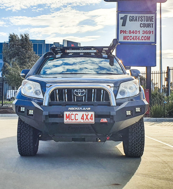 MCC4X4 Rocker 078-01SQ Single Chrome Loop bullbar fitted to Prado 150 2009-2017