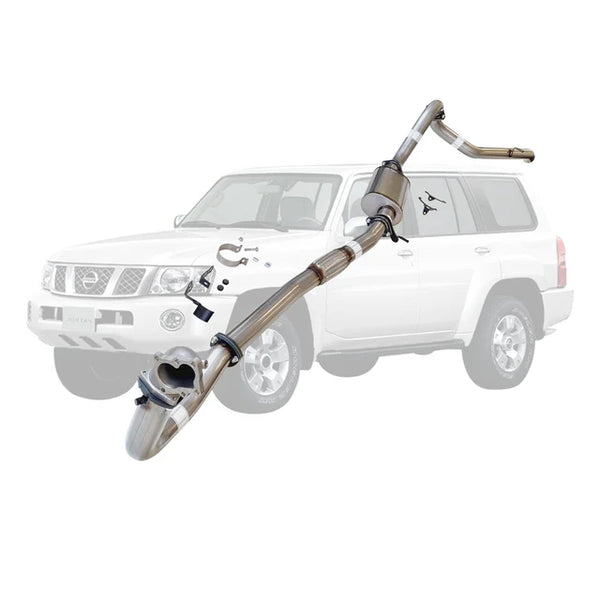 NISSAN PATROL Y61 GU TD42 WAGON 3" TURBO BACK EXHAUST with STAINLESS CAST DUMP PIPE - STAINLESS STEEL