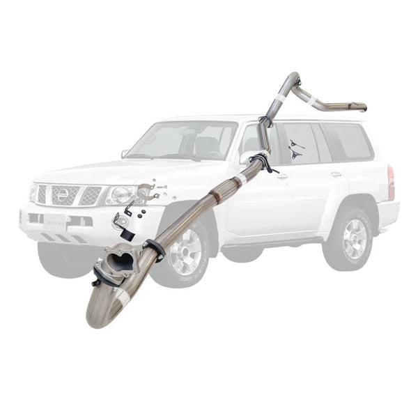 NISSAN PATROL Y61 GU TD42 WAGON 3" TURBO BACK EXHAUST with STAINLESS CAST DUMP PIPE - STAINLESS STEEL