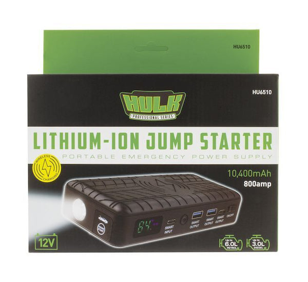 HULK LITHIUM-ION JUMP STARTER 10,400mAh W/LED DISPLAY