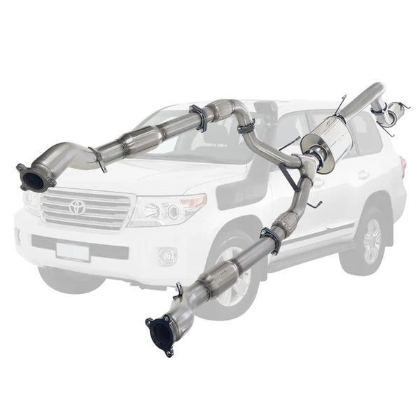 TOYOTA LANDCRUISER 200 SERIES V8 WAGON TWIN 3" Into 4" TURBO BACK EXHAUST - STAINLESS STEEL
