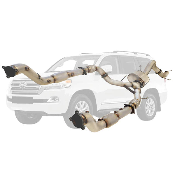 TOYOTA LANDCRUISER 200 SERIES 4.5L (2016-On) TWIN 3" to SINGLE 4" - STAINLESS STEEL TURBO BACK DPF DELETE EXHAUSTS