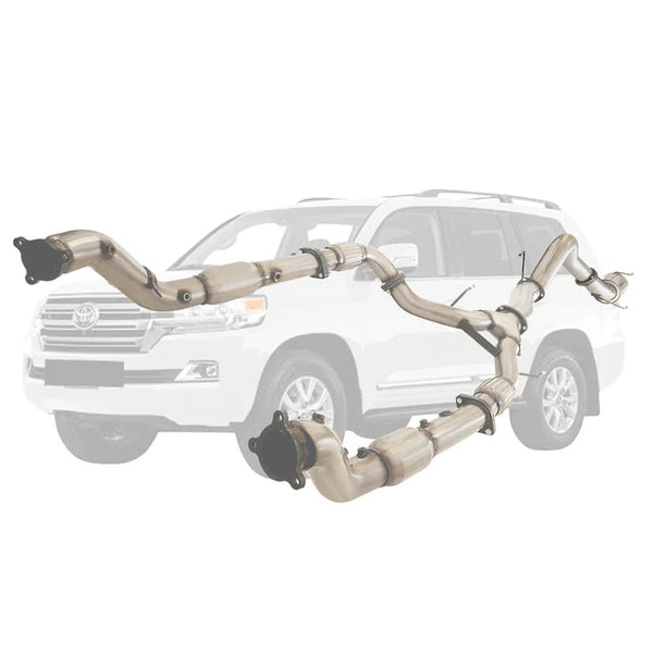 TOYOTA LANDCRUISER 200 SERIES 4.5L (2016-On) TWIN 3" to SINGLE 4" - STAINLESS STEEL TURBO BACK DPF DELETE EXHAUSTS