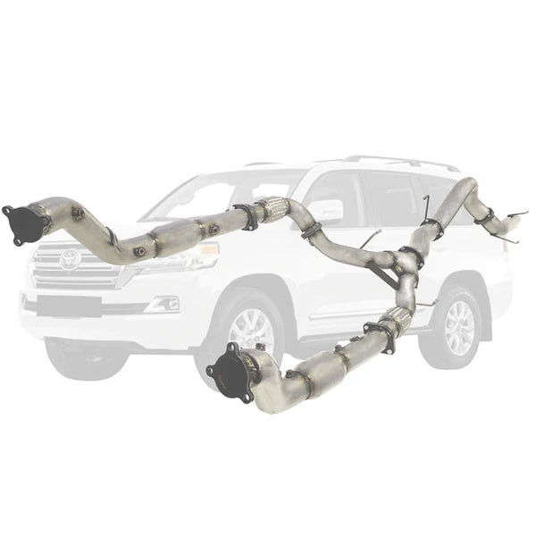 TOYOTA LANDCRUISER 200 SERIES 4.5L (2016-On) TWIN 3" to SINGLE 4" - STAINLESS STEEL TURBO BACK DPF DELETE EXHAUSTS