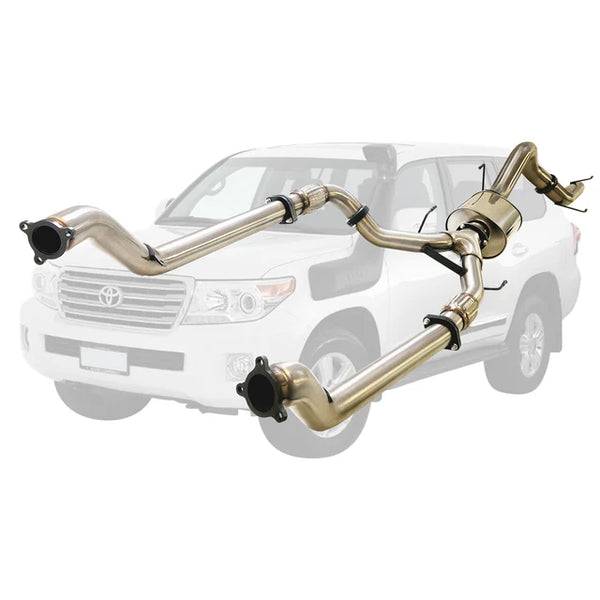 TOYOTA LANDCRUISER 200 SERIES V8 WAGON TWIN 3" Into 4" TURBO BACK EXHAUST - STAINLESS STEEL