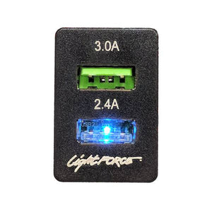 2.4 and 3.0A USB dual outlet in-dash style suitable for Toyota