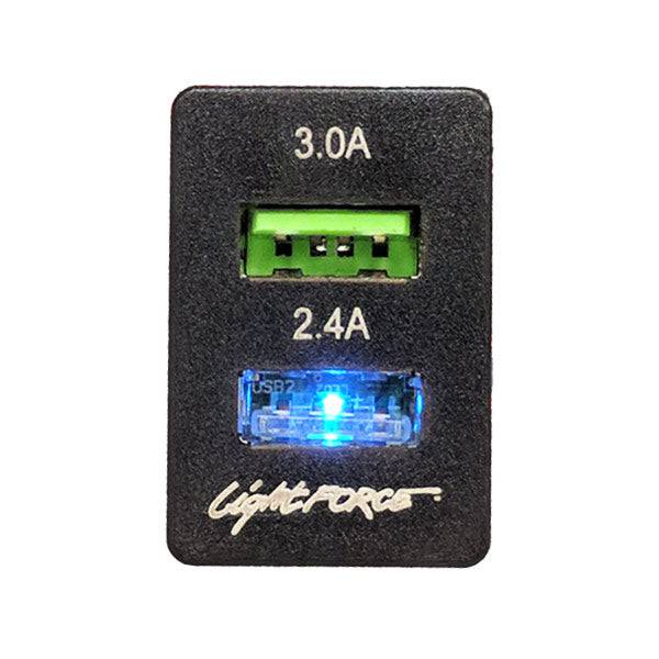2.4 and 3.0A USB dual outlet in-dash style suitable for Toyota
