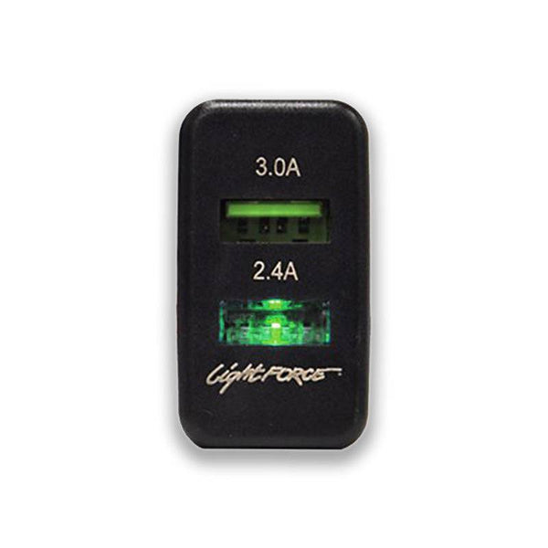 USB Outlet x 2, 40x22mm suitable for Toyota LC75, 76, 78, 79, 100, FJ, Prado 120, Hilux < 2015