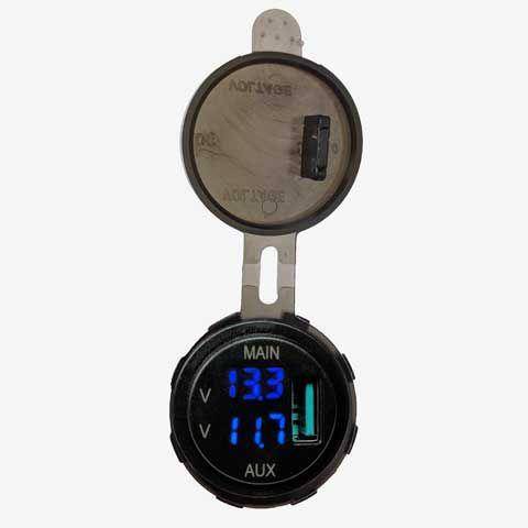 Dual Voltmeter with 3.0Amp USB Fast Charger