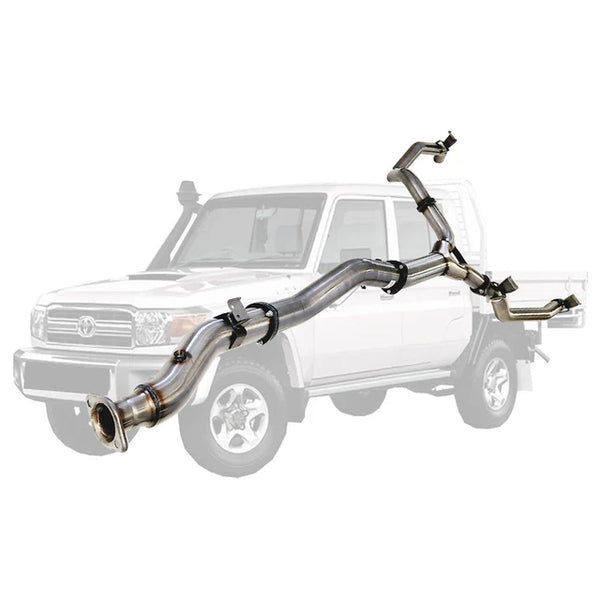 TOYOTA LANDCRUISER 79 SERIES VDJ79 4.5L V8 4" SINGLE into TWIN 3" DPF BACK EXHAUST - STAINLESS STEEL