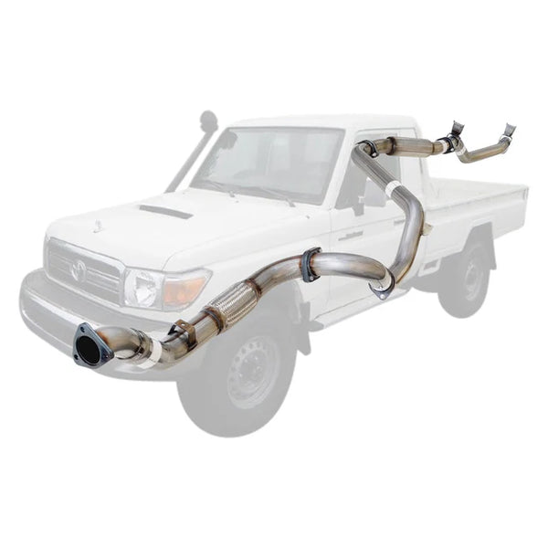 TOYOTA LANDCRUISER 79 SERIES VDJ79R V8 2007 - 10/2016 S CAB UTE 3" TURBO BACK EXHAUST - STAINLESS STEEL