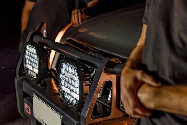 Lightforce BEAST driving light mounted to a vehicle