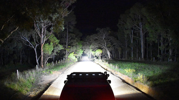 Lightforce Viper light bar beam shot at night