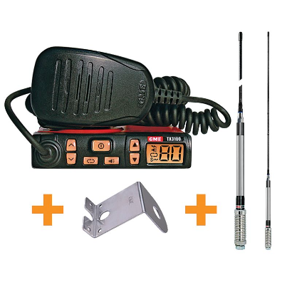 GME UHF CB RADIO 80 CHANNEL STARTER KIT INC ANTENNA & BKT